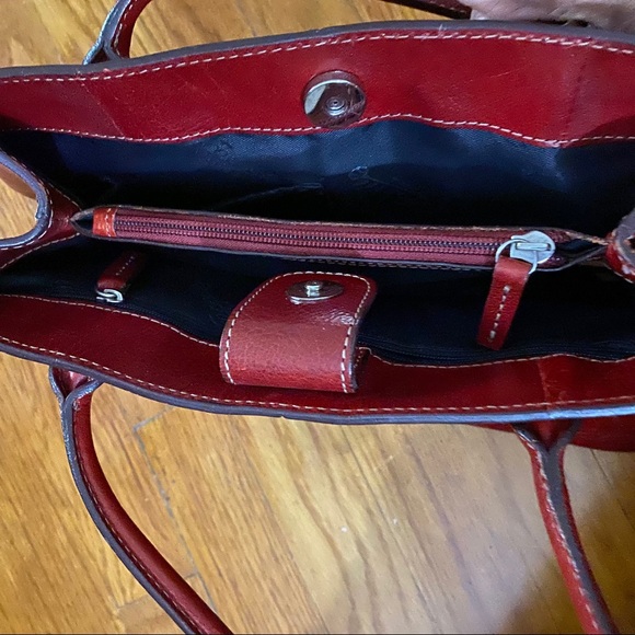 Fossil Leather Tote Handbag Red Medium - Picture 5 of 10